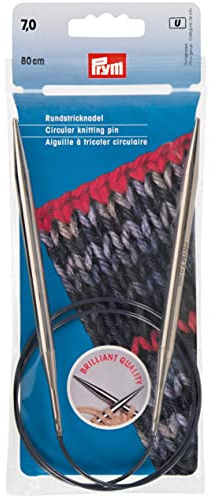 Prym 212194 rundstickande nål MS 80 cm 7,00 mm silverfärg rundstickad, mässing, 7 mm