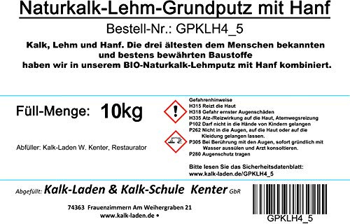 Naturkalk-Lehm-Grundputz mit Hanf 10kg im Eimer