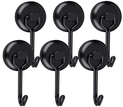 Youngneer Elefama Magnetic Hooks Strong Neodymium Swivel Swing Heavy Duty 30LBS Magnet Hook for Fridge Cruising BBQ Whiteboard Magnet Hanger Hook for Bathroom Hats Kitchen Utensils Black 6 Pack