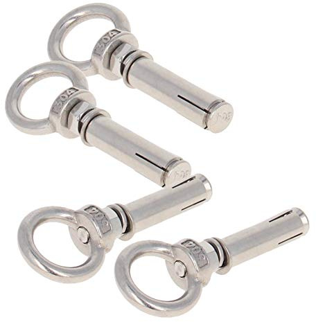 MroMax 4 Stück M6 x 60 mm Expansion Augbolzen Augenmutter Schraube mit Ring 304 Edelstahl Anker Rohschrauben Silber Ton