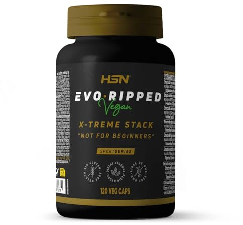 HSN Evoripped Termogénico Extremo | 120 Cápsulas Vegetales | 300 mg Cafeína Pura por Dosis | Stack Avanzado con EGCG, P-Sinefrina y Extractos Vegetales | Vegano, Sin Gluten, No GMO