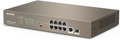 Tenda Switch PoE 10 porte Managed L3, Switch Ethernet Gigabit con 8 porte PoE+ e 1 porta SFP (130 W, VLAN, QoS, IGMP-Snooping, desktop o montaggio a parete) (TEG5310P-8-150W)
