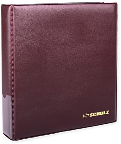 Coin Collection Album – 50p £1 £2 Storage Binder – Collecting Holder - Protect and Store 200 Coins - Original SCHULZ Coin Album in Maroon