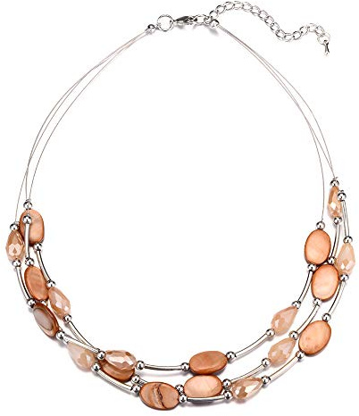 Bulinlin Damen Silber Perlenkette mit Kristall Statement Mehrreihige Boho Choker Halskette Modeschmuck Geburtstagsgeschenke für Frauen