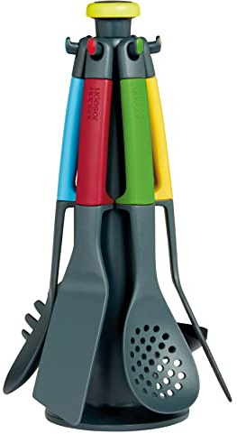 Casdon Joseph Joseph Elevate. Colourful Kitchen Utensil Set for Children Aged 3 Years & Up. Comes With Rotating Storage Stand.