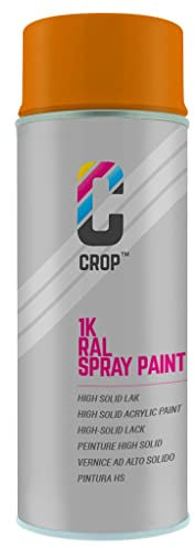 CROP Lackspray RAL 2000 Gelborange - Hohe Deckkraft, SCHNELLE TROCKNUNG, 100% inaltérable - Auto, Motorrad & Heimwerken - Seidenglänzend - 400 ml