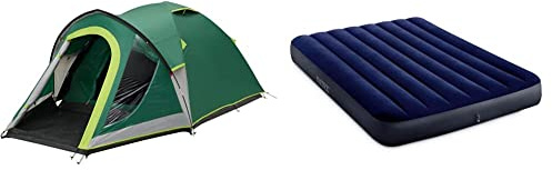 Coleman Kobuk 3 Plus Zelt, 3 Personen, 3 Mann Zelt, Igluzelt, Wasserdicht WS 4.500 mm & Intex Luftbett, 64758, bunt, 137x 191 x 25 cm