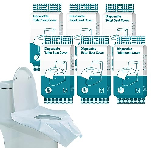 60Pcs Disposable Toilet Seat Covers - Extra Large Waterproof & Soft Toilet Seat Protectors for Travel,Public Toilets | Family-Friendly, Portable Hygiene Solution for Kids, Adults & Pregnancy(Blue pro