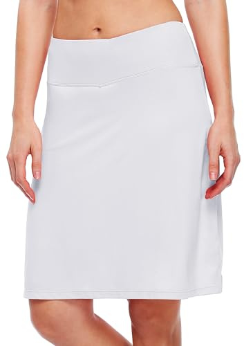 WILLIT Damer 50 cm kjolar golf knälång tenniskjolar sportig casual skorts väska UVA-skydd, Vit, M