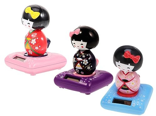 VILLCASE 3stücke Kimono Puppenfigur Aus DIY Dekoration Für Auto Schreibtisch Ornament Kopf Schüttelnde Kimono Puppe Figuren