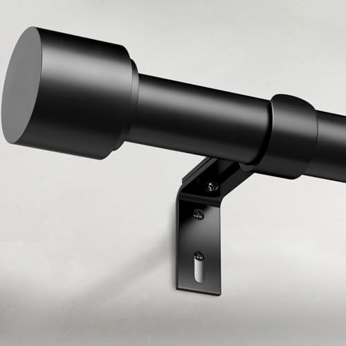 GEEBOBO Black Curtain Rods for Windows 66 to 120 Inch, 1 Inch Adjustable Heavy Duty Easy Install Curtain Rods Set for Outdoor, Patio, Farmhouse, Bedroom, Living Room (Black, 30-120)