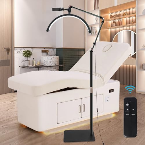 DESGNT LED Wimpern Lampe,Halbmond Lampe mit Telefonständer,Wimpernverlängerung lampe mit Kopf verstellbar um 360 °,3000K-6000K,Beauty Lichter für Tattoos,Maskenbildner,Schönheitsstudios,（Schwarz）