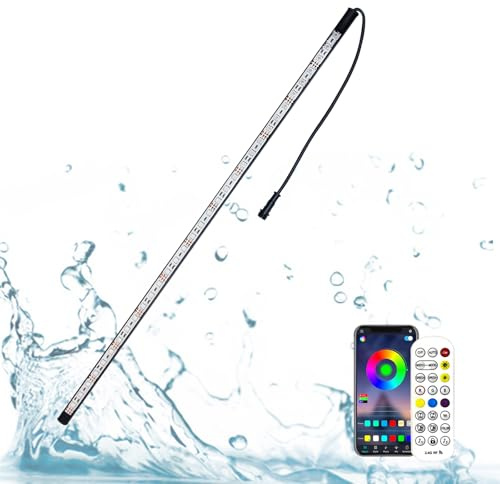 LONGRUNNEW Pond Lights 90CM APP Control LED Strip Color Changing Garden Show Lights for Pond Spillway Waterfall Waterproof IP68 Lighting Bar for Home Decor Pool Fountain Landscape Lighting, Aquarium
