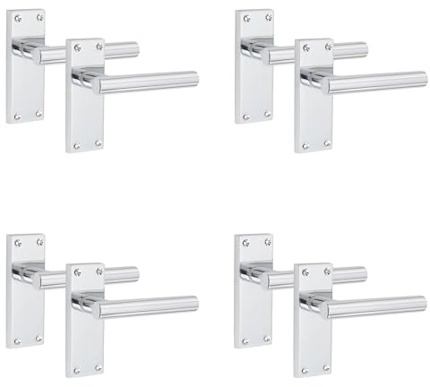 Golden Grace Victorian T-Bar Latch Handles, Polished Chrome, 4 Pairs | Includes spindles and screws for easy setup, with a 120mm x 40mm elegant backplate and a durable zinc construction.