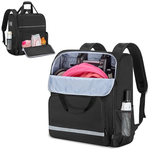 LoDrid Kinderwagentasche kompatibel mit BABYZEN YOYO2, Kinderwagen-Organizer-Hülle mit Mehreren Taschen für Reisen und Ausgehen, Schwarz