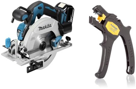 Makita DHS680Z Akku-Handkreissäge 57mm 18 V (ohne Akku, ohne Ladegerät), Blau, Silber & JOKARI 20050 Abisolierzange Super 4 plus, Schwarz, 1 Stück
