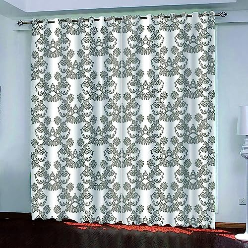 Schattierung Vorhänge 2Er Set 3D Graue Kreative Blumen Druck Isolierung Schalldichte Kinder Gardinen Blickdicht Mit Ösen Vorhang Fenster Für Wohnzimmer Schlafzimmer Balkon 140 X 160 cm -3K2K+J5E