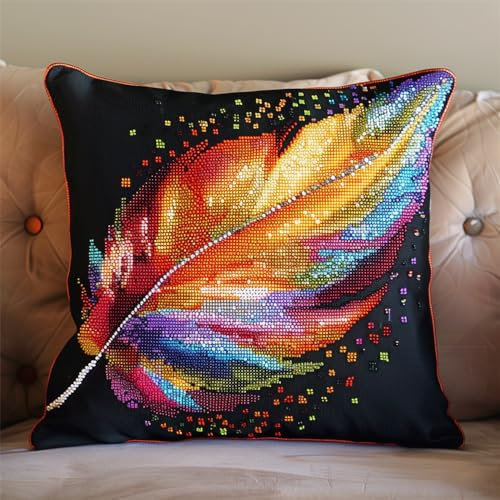 kitphoenix Latch Hook Kissen Kit, Tier Knüpfkissen Set Für Anfänger Erwachsene Oder Kinder Zum Selber Knüpfen,Bunte Federndiy Knüpfteppich Knüpfpackung, Knüpfhaken Set 43 X 43 Cm