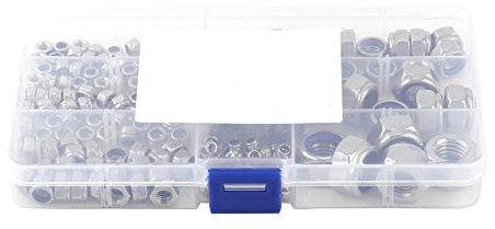 Juego de Contratuercas, Contratuercas Kit de Surtido de Tuercas de Inserción de Nylon de Acero Inoxidable 304 M3 M4 M5 M6 M8 M10 M12, con Caja, 165 Piezas