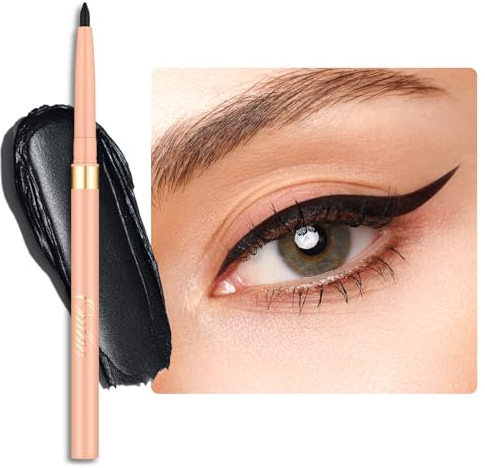 OULAC Schwarzer Eyeliner Wasserfest, Wischfester Matter Eye Liner Stift Hält 24 Stunden+, Hochpigmentierter Seidiger Drehbarer Kajalstift, Vegan (01) Noir