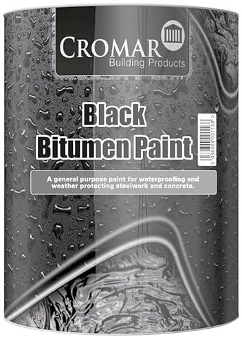 CROMAR Black Bitumen Paint – Waterproof and Weatherproof Protective Coating for Metal, Asphalt, Wood, and Concrete | 5L
