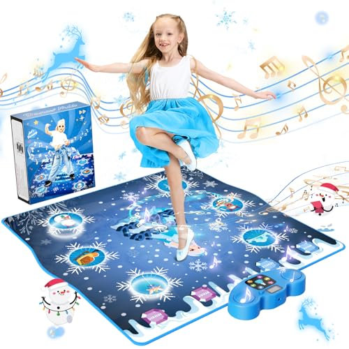 PLEGBLE Tanzmatte für Kinder ab 3 4 5 6 7 8 9 10 11 12 Jahre, Spielteppich Mädchen Spielzeug ab 3-12 Jahre, Geschenke Weihnachten, Type-C Anschluss für Stabile Stromversorgung, Bluetooth Musik, 6 Modi