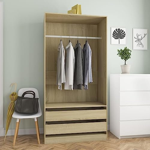NQJIBUE Schränke & Aufbewahrungsschrank Sonoma Eiche 100x50x200 cm Holzwerkstoff Schränke & Schränke