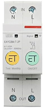 Disjoncteur, Disjoncteur intelligent de consommation d'énergie, 2P, application TUYA, KWh, interrupteur relais de temps, Protection contre les fuites de tension(20A)