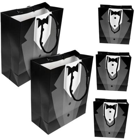 Ipetboom 5stücke Papierhandtasche Schwarz Geschenktüte Praktisch Mitgebseltüte Robust Souvenirtüte für Partys Präsentbeutel Vielseitig Einsetzbar für Snacks Spielzeug Gastgeschenke