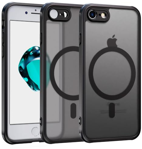 ZYIMOU für iPhone SE 2022/SE 2020/iPhone 8/iPhone 7 Hülle Kompatibel mit MagSafe, Handyhülle Magnetisch für iPhone SE 2022/SE 2020/8/ 7 kameraschutz Rückseite Dünn Stoßfest Schutzhülle (Schwarz)