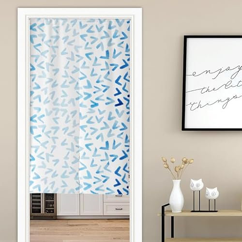 Küchenvorhänge Weiß Hellblau Scheibengardinen Polyester Vorhänge Kurz Waschbar Raumteiler Vorhang Türvorhang Langlebig Küchenvorhang Kurze Gardinen Verdickung Tür Vorhang 80x200cm