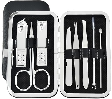 Set di tagliaunghie da 8 pezzi, può essere utilizzato per tagliare unghie, pedicure, tagliaunghie, aghi dell'acne, pulizia delle orecchie e lucidatura delle unghie