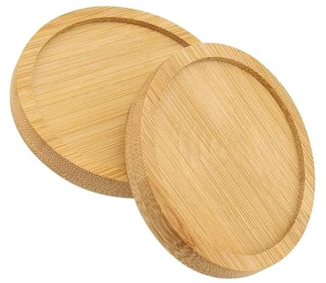Zwenjuan Portavelas de Madera,2 Piezas Bandeja Redonda de Madera para Velas,Platos de Candelabros,Plato de Madera Plato para Velas,Bandeja Madera Redonda Decorativa para Bodas Hogares Cafeterías,Casa