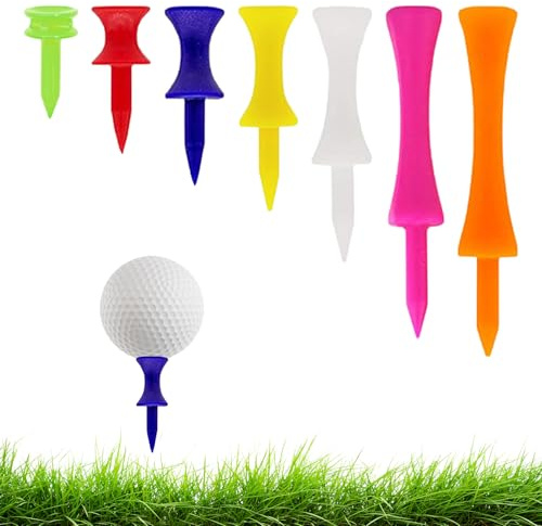 SYEYCW 105 Pezzi Golf Tees Plastica, Riutilizzabile Castle Tees Golf, Taglie Miste Golf Tee, Portatile Tees da Golf, Durable Castle Tee in Colori Multipli (25mm, 31mm, 37mm, 46mm, 51mm, 59mm, 70mm)