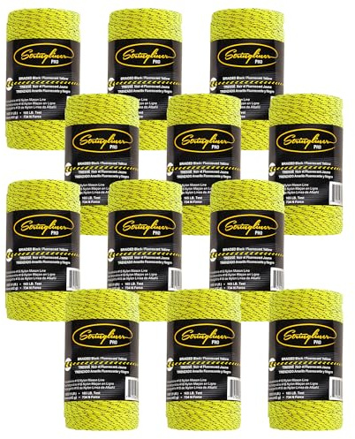 Stringliner 35797 Bonded Mason’s Line Replacement Rolls – 1 Lb. #27 Construction Replacement Roll Braided Black/Yellow 640'. (12 Pack)