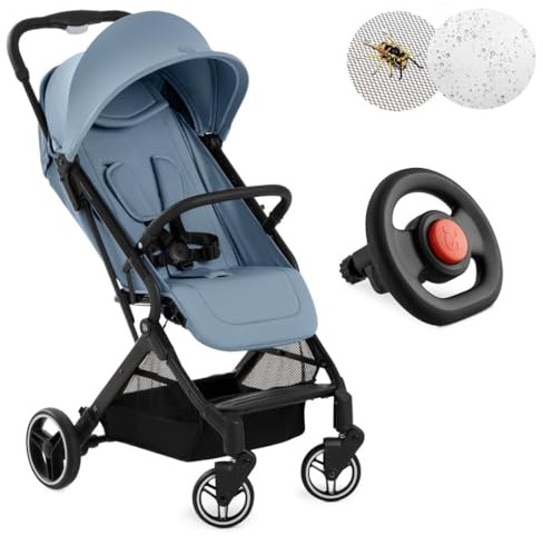 Hauck Passeggino da viaggio Travel N Care Plus con volante giocattolo | Passeggino sportivo dalla nascita fino a 22 kg con funzione sdraiata, protezione UV 50+, protezione da pioggia e insetti