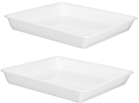 TOYANDONA Plato Cuadrado para Macetas De Plástico 30 Cm para Balcón y Exterior, Bandeja Antigoteo Resistente Intemperie, Base Reforzada para Recoger Agua, Paquete De 2 Unidades