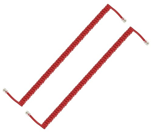 PATIKIL 2 Pack Phone Cord for Landline, 6.6 Feet(Coiled 1.3 Feet) RJ9/RJ10 4P4C Landline Handset Cord Universal Telephone Phone Cable for Telephone Handset Accessory, Red