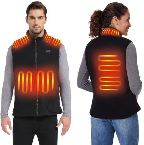 Loowoko gilet riscaldato uomo donne pile (senza batterie), giubbotto termico riscaldato leggero, 3 livelli+6 zone di riscaldamento, Per il lavoro all'aperto, la moto, passeggiate e uscite
