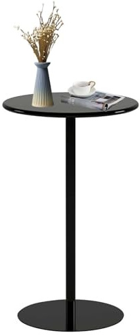 Luyckfrazy Schwarzer runder Stehtisch mit hoher Platte, Theken-Bistro-Kneipentische mit Fester Tischplatte und stabilem Fuß, runder Cocktail-Esstisch für Zuhause, Büro und Küche(40x40x50cm)