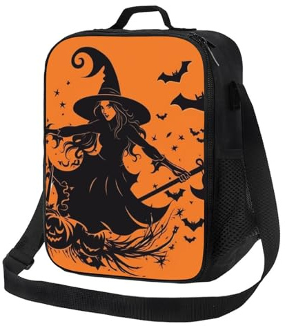 NBCCDVSH Lonchera aislada para Halloween, bruja, voladora, para mujeres y hombres, reutilizable, a prueba de fugas, para picnic y trabajo
