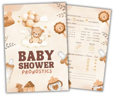 20 carte Pronostics Ballon Baby Shower in francese | Idea di gioco per Gender Reveal Party | Previsione del sesso del bambino ragazza/ragazzo | Souvenir Festa Prenatale in famiglia dove tra amici (20