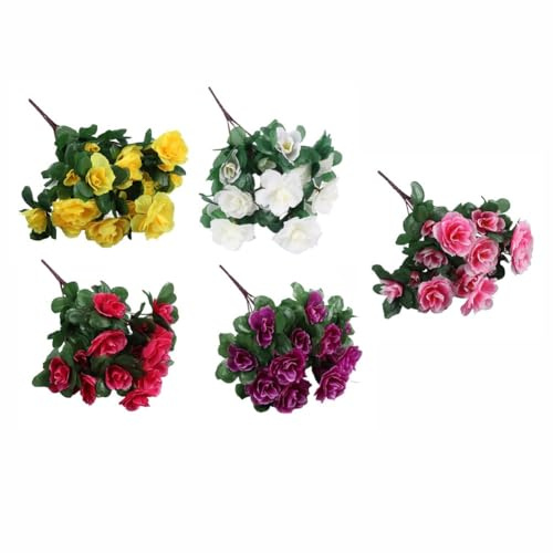 Künstliche Azaleen-Blumen, lebendige Heimdekoration, realistische Seidenstoff-Blumen für Vasen und Tafelaufsätze, einfache Pflege (lila)