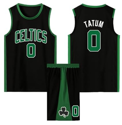 2 Pièces Maillot Basketball Garçons/Homme, Ensemble de Basket Enfant/Adulte Respirant pour Matchs, Entraînements & Loisirs noir XS