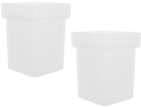 Veemoon Portaescobillas para Baño 2 Vasos Cuadrados de Vidrio Mate para Cepillo de Limpieza de Inodoro, Diseño Elegante y Moderno para Mantenimiento Fácil en Baño o Cocina