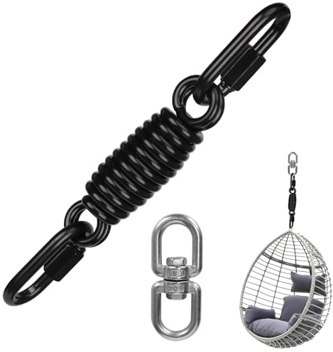 Dakzhou Ressort basculant en acier pour fauteuil suspendu avec crochet pivotant à 360° et 2 mousquetons pour chaise suspendue, balançoire, support de sac de frappe et balançoire, charge maximale : 250