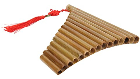 Generic Panflöte, Chinesisches Traditionelles Musikinstrument, 15 Pfeifen, G-Taste, Holzblasinstrument für Anfänger und Studenten, Natürliches Bambusholz, Inklusive Weicher Tasche für Einfaches