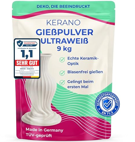 Gießpulver Weiß 9kg für Silikonformen, KERANO Made in Germany