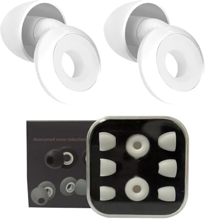 XFSRG 2 Pièces Bouchons D'oreilles Anti Bruit Anneau pour Natation Protection Auditive Bouchon 'oreille Dormir Bouchons D'oreilles avec Filtre Réutilisables pour Adultes (Blanc)