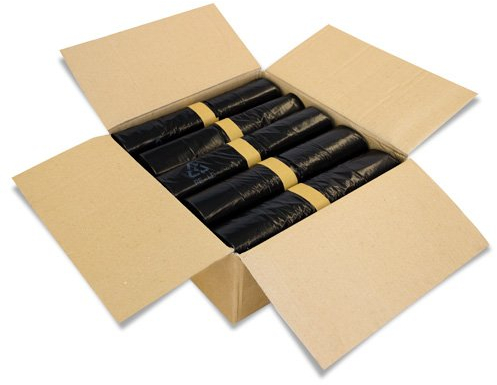 100 Stück Abfallsäcke - Farbe Schwarz - Volumen 240 Liter - 10 Stück auf Rolle - Müllsäcke aus LPDE-Regenerat